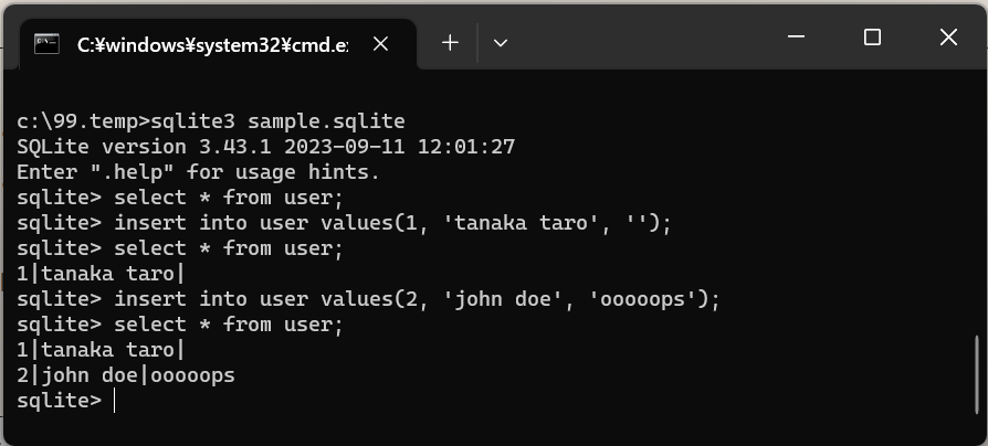 SQLite on Windows – note2self